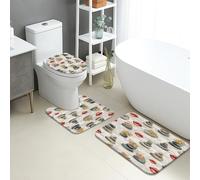 Ensemble de tapis de salle de bain chic, tapis de toilette vintage à motif floral et pierres absorbantes, antidérapantes, lavables, à séchage rapide, en mousse à mémoire de forme