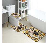 Ensemble de tapis de salle de bain en mousse à mémoire de forme pour animaux de la ferme, absorbants, antidérapants, lavables, à séchage rapide, en mousse à mémoire de forme, motif floral de campagne