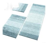 Ensemble de tapis de salle de bain super absorbant fabriqué en flanelle de neige ultra douce et polaire pelucheuse avec fond de teint antidérapant en TPR (bleu eau clair)
