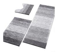Ensemble de tapis de salle de bain super absorbant fabriqué en flanelle de neige ultra douce et polaire pelucheuse avec fond de teint antidérapant en TPR (gris argenté)