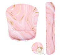 Ensemble de tapis de souris ergonomique en mousse à mémoire de forme pour clavier et souris avec base en caoutchouc antidérapant pour jeu de bureau, saisie facile et soulagement de la douleur, marbre