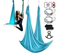 Ensemble de tapis de yoga aérien 10 x 2,8 m, bleu Balançoire de yoga aérien Voler l'air, balançoire hamac de yoga aérien intérieur 1000 kg Max. Capacité de charge, chaussettes de yoga & mousquetons en