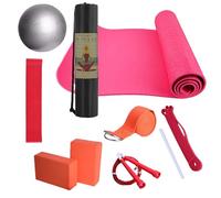 Ensemble de tapis de yoga - Ensemble de tapis de fitness en latex - Tapis de fitness avec bandes de résistance pour ballon de yoga - Sangle élastique - Ensemble complet pour l'entraînement à la maison