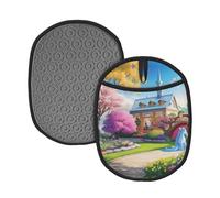 Ensemble de tapis d'isolation en silicone imprimé conte de fées licorne pour table / tapis de four / barbecue de camping