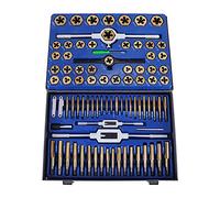 Ensemble de tarauds et matrices 86 pièces 110 en acier tungstène titane outil filetage à la main avec clé tournevis for réparer coupe,Haute Stabilité(86PCS)