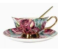Ensemble de Tasses à café et soucoupes en céramique Faites à la Main, Motif amandiers en Fleurs, Tasses à café et à thé en poterie, Assiette, Tasse à Lait d'avoine, Cadeau de Maria