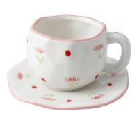 Ensemble De Tasses À Café Et Soucoupes En Céramique Peintes À La Main,Petite Fleur,250Ml,Style Coréen,Pressées À La Main Irr[CA78]