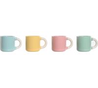 Ensemble de tasses à café Home ESPRIT Jaune Bleu Vert Rose Porcelaine 110 ml 4 pièces