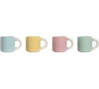 Ensemble de tasses à café Home ESPRIT Jaune Bleu Vert Rose Porcelaine 110 ml 4 pièces