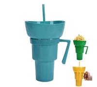 Ensemble de tasses à collation et à boisson, une combinaison magique de tasses à boisson et de bols à collation supérieurs - Tasses à pop-corn avec poignée et paille, parfaites for les voyages, amusan