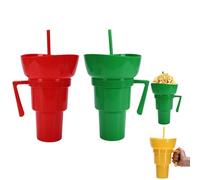 Ensemble de tasses à collation et à boisson, une combinaison magique de tasses à boisson et de bols à collation supérieurs - Tasses à pop-corn avec poignée et paille, parfaites for les voyages, amusan