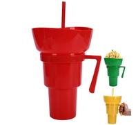 Ensemble de tasses à collation et à boisson, une combinaison magique de tasses à boisson et de bols à collation supérieurs - Tasses à pop-corn avec poignée et paille, parfaites for les voyages, amusan