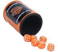 Ensemble de tasses à dés avec doublure en mousse réduisant le bruit - Shaker à dés en métal orange avec 6 dés pour dés Yahtzee Farkle Liar's Dice - Accessoires de jeu silencieux pour casino, maison