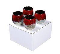 Ensemble de tasses à expresso en céramique de 143,7 g - Tasse à thé japonaise - Tasse créative Potbelly - Rouge - 100 ml - Lot de quatre - 101-200 ml