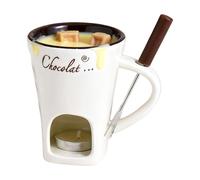 Ensemble de tasses à fondue au chocolat - Tasse en céramique avec fourchette, ensemble de marmite portable pour fromage, caramel, bonbons et sauce, idéal pour les fêtes, les pique-niques, les