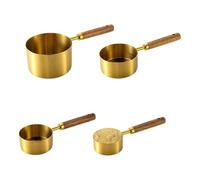 Ensemble de tasses à mesurer - Cuillères à mesurer empilables en acier inoxydable avec poignée en bois | 250 ml, 125 ml, 80 ml, 60 ml pour la cuisine, la pâtisserie, les recettes de cuisine, la