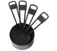 Ensemble de Tasses à Mesurer en Acier Inoxydable Noir, Empilables | Poignée Ergonomique, Échelle Précise et Surface Lisse, Rangement Suspendu, pour Pâtisserie Cuisine