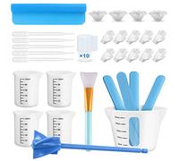 Ensemble de Tasses à Mesurer en Silicone Pour RéSine éPoxy, 250 Et 4x100ml,Tasses à MéLanger, Tasses de Couleur,Tapis en Silicone, BâTons de MéLange,RâTeaux de MéLange, Pipettes, Gants de RéSine éPoxy