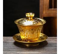 Ensemble de tasses à thé avec couvercle et soucoupe, tasse à thé Jianzhan de luxe à la lumière dorée, bol à thé de transformation Tenmoku Glaze four, ensemble de vaisselle vintage classique, 4 oz