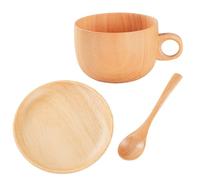 Ensemble de tasses à thé - Bois massif de 290 ml, verres en bois naturel, cuillère à café, vaisselle rustique faite à la main, porte-boisson respectueux de l'environnement | Utilisation parfaite de bi