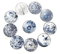 Ensemble de tasses à thé chinois, bol à thé en porcelaine fait à la main, forme de chapeau, tasse à thé Jianzhan élégante, ensemble de tasses vintage en porcelaine bleue et blanche, une variété de