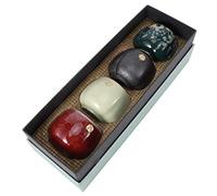 Ensemble de Tasses à thé Cuites au Four en Céramique Rétro, pour Cérémonie du thé de Style Japonais, Verres pour Réunion de Famille, 4 Pièces (Bonheur continu)