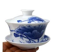 Ensemble de tasses à thé en porcelaine Gaiwan de 255 ml avec couvercle et soucoupe (lotus)