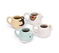 Ensemble de Tasses "Animal Espresso Mug" (Ensemble de 4 - Lama, licorne, narval et paresse)