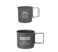 Ensemble de tasses de camping en alliage d'aluminium avec poignées métalliques, design emboîtable pour randonnée, compatible avec flamme nue, tasses à café et thé portables (gris)