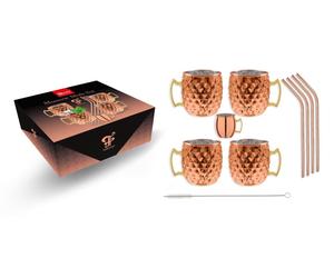 Ensemble de tasses Diamond verre moscow mule cuivre