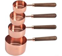 Ensemble de tasses doseuses en acier inoxydable avec poignée en bois - Précis pour échelle 1,25-250 ml pour pâtisserie et résine - 4 pièces - Rose