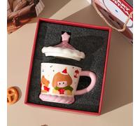Ensemble de tasses en céramique de qualité supérieure avec motif Père Noël, tasse à café et thé en céramique avec couvercle, grande tasse à café de 500 ml avec couvercle en forme d'étoile, coffret