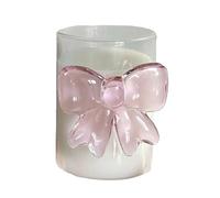 Ensemble de tasses en verre avec nœud rose | mignons à coquettte | Verres à eau | Tasse à jus de lait transparent sans poignée | Verres mignons transparents pour café glacé pour femme