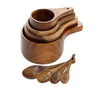 Ensemble de tasses et cuillères à mesurer en bois - Jolies tasses à mesurer, accessoires de cuisine en bois, lot de 4 tasses à mesurer et cuillères à mesurer pour la cuisson, les épices, le café, le