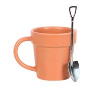Ensemble de tasses sur le thème du jardin - Gamme Potager Tasse avec design de pot de fleurs, tasse à thé en céramique et mini cuillère pelle - Ensemble cadeau décoratif de jardin parfait