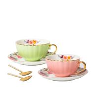 Ensemble de tasses, tasses et soucoupes en céramique en porcelaine anglaise - Lumière européenne vintage - Fleur de café et thé - Accompagnement de cadeau de mariage (couleur 6)