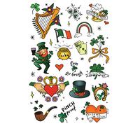 Ensemble de tatouages temporaires par Tatsy, ensemble de la Saint-Patrick, faux tatouages, tatouages de la Saint-Patrick, jour irlandais, conception unique, couverture, accessoires, drapeau irlandais