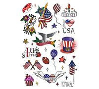 Ensemble de tatouages temporaires par Tatsy, The Patriot Set, 4 juillet, fête de l'indépendance, fête du travail, faux tatouages, design unique, drapeau américain, pygargue à tête blanche