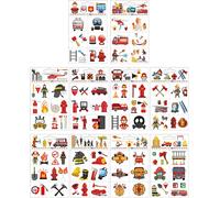 Ensemble De Tatouages Temporaires Pour Enfants,10 Feuilles De Tatouages Amicaux Pour La Peau Avec Thème De Pompiers,Designs Cartoon Pour Anniversaires Et Décorations De Fête