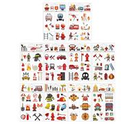 Ensemble de Tatouages Temporaires pour Enfants,10 Feuilles de Tatouages Amicaux pour la Peau avec Thème de Pompiers, Designs Cartoon pour Anniversaires et Décorations de Fête
