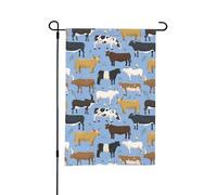 Ensemble de taureaux et de vaches, animaux de ferme, bétail, mammifère, drapeau de jardin d'été double face de 12 x 18 pouces à l'extérieur