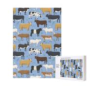 Ensemble de taureaux et de Vaches, Animaux de Ferme, bovins, mammifères,Puzzle Familial en Bois de 300 pièces pour Adultes et Adolescents