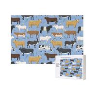 Ensemble de taureaux et de Vaches, Animaux de Ferme, bovins, mammifères,Puzzle Familial en Bois de 300 pièces pour Adultes et Adolescents, décoration d'intérieur