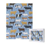 Ensemble de taureaux et de Vaches, Animaux de Ferme, bovins, mammifères,Puzzle Familial en Bois de 500 pièces pour Adultes et Adolescents