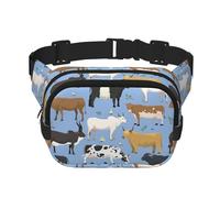 Ensemble de taureaux et de Vaches, Animaux de Ferme, bovins, mammifères,Sac Banane carré Double Couche, Sac de Poitrine