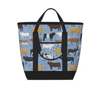 Ensemble de taureaux et de vaches, animaux de ferme, bovins, mammifères,Sacs à lunch isothermes de grande capacité pour femmes et hommes