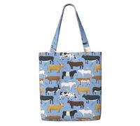 Ensemble de taureaux et de vaches, animaux de ferme, bovins, mammifères,Sacs d'épicerie réutilisables, sacs fourre-tout de grande capacité, sac à bandoulière en toile