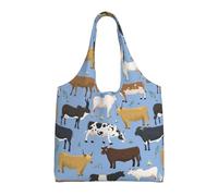Ensemble de taureaux et de vaches, animaux de ferme, bovins, mammifères,Sacs fourre-tout réutilisables, sacs d'épicerie, sac à bandoulière en toile de grande capacité