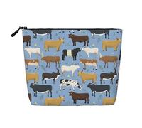 Ensemble de taureaux et de Vaches, Animaux de Ferme, bovins, mammifères,Trousse de Toilette de Voyage Portable, Imitation Lin, en Lin.