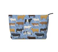 Ensemble de taureaux et de Vaches, Animaux de Ferme, bovins, mammifères,Trousse de Toilette en Velours côtelé, Trousse de Maquillage Portable pour Les Voyages